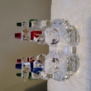Sorelle Handcrafted Crystal Glass Smowmen Candle Pillar Holder